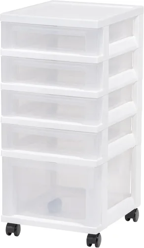 Vista 13 de IRIS USA 3-Drawer Rolling Storage Cart, Black/Pearl Negro/Perla