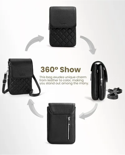 Vista 5 de befen Bolsos cruzados pequeños de cuero genuino para mujer, bolsa cruzada para teléfono celular con ranuras para tarjetas de bloqueo RFID