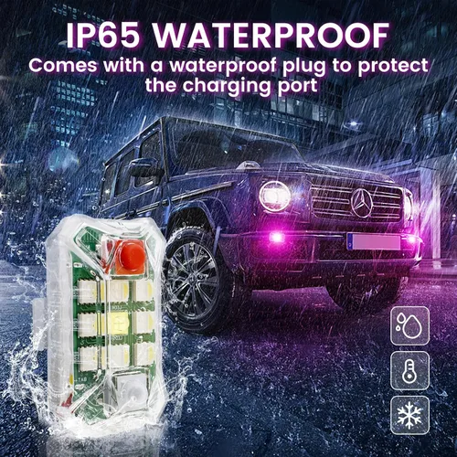 Vista 15 de 4 luces estroboscópicas LED inalámbricas mejoradas con control remoto, luces de advertencia de emergencia recargables por USB, luces LED