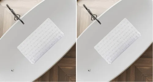 Vista 8 de Splash Home Tapete antideslizante para bañera con ventosas y agujeros de drenaje, tapete de baño para bañera, 27 pulgadas de largo x 14.5 pulgadas