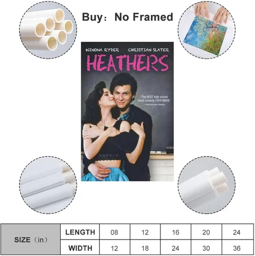 Vista 2 de Heathers - Póster de lienzo de película y álbum de música, pintura de pared, estética, decoración de habitación, 08 x 12 pulgadas (7.9 x 11.8 in)