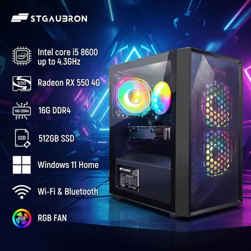 Vista 2 de Escritorio para PC para juegos STGAubron, Corei5 8ª generación, RX 550 4G, DDR4,512G SSD de 16G