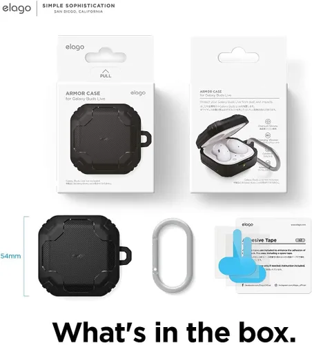 Vista 9 de elago Funda Armor para Samsung Galaxy Buds (FE, 2, 2 Pro, Pro, Live) (negro)