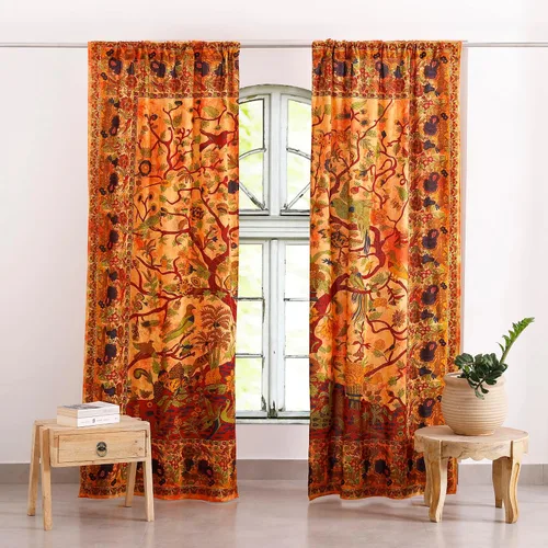 Vista 11 de Popular Handicrafts Paneles de Cortina Mandala Tie Dye del Hermoso Árbol de la Vida Hippie Bohemio Indio Turquesa