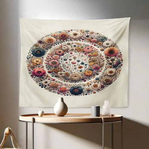 Vista 150 de Ambesonne Tapiz hippie, abrazo de hongos de ensueño y árbol de la vida místico y mandal verde, decoración de tela para colgar en la pared