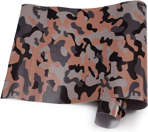 Vista 8 de Queenbox Rollo de vinilo autoadhesivo con estampado de camuflaje de PVC, 19.7 x 39.4 in, color blanco y negro