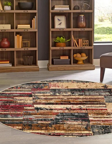 Vista 8 de Unique Loom Saturn Collection - Alfombra de área Vue (Runner 2 pies 2 pulgadas x 5 pies 0 pulgadas, multi/beige)