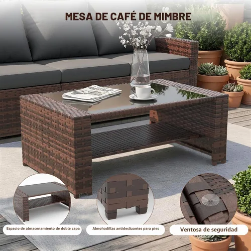 Vista 5 de UDPATIO Juego de muebles de patio, juegos de muebles de exterior con sofá Gris oscuro