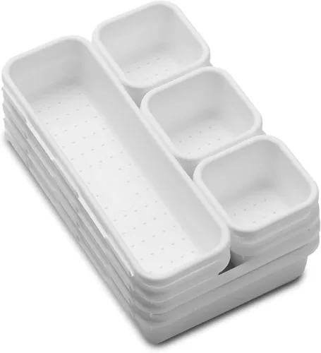 Vista 7 de madesmart Paquete de 8 cubos entrelazados de alta calidad, juego organizador modular de cajones para suministros de oficina, herramientas