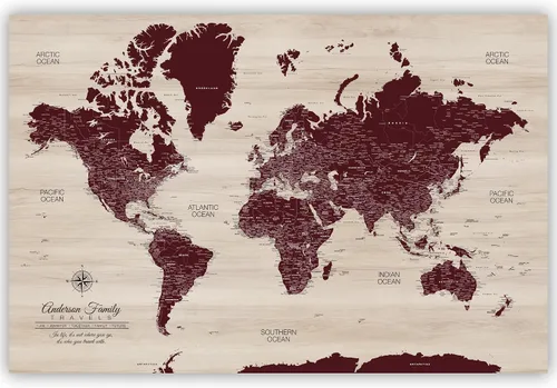 Vista 8 de HolyCowCanvas Mapa Personalizado de Pin de Empuje del Mundo en Lienzo, Tablero de Mapa del Mundo, Mundo para Marcar Lugares, Rastrear Viajes, Regalo