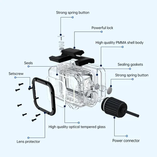 Vista 6 de Suptig Funda impermeable compatible con DJI Action 5 Pro / Action 5/4/3, para buceo, buceo, esnórquel, natación, hasta 164 pies (164.0 ft)