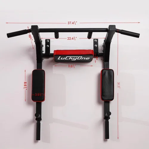 Vista 6 de Barra de dominadas multifuncional para montar en la pared, barra de acero resistente para ejercicios de flexiones, estación de inmersión