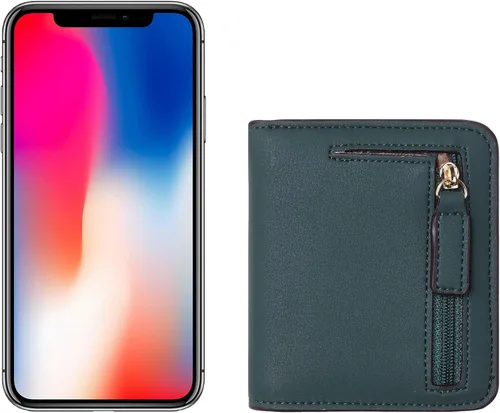 Vista 6 de Toughergun Billetera plegable de cuero genuino para mujer, pequeña y compacta, con bloqueo RFID y ventana de identificación