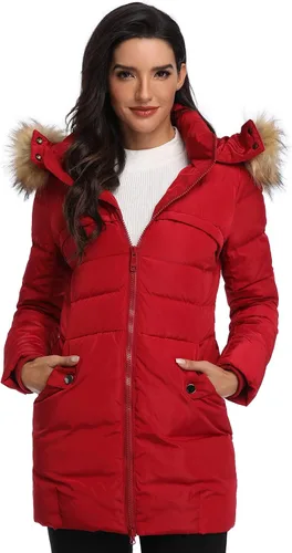 Vista 4 de Epsion - Chaqueta de invierno con capucha acolchada de plumón larga para mujer