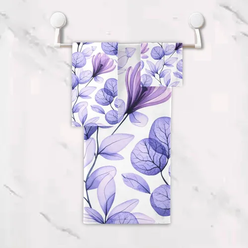 Vista 5 de ALAZA Hermoso juego de 3 toallas de baño decorativas de lujo, 1 toalla de baño, 1 toalla de mano, 1 toallita para la cara, suave, multiusos