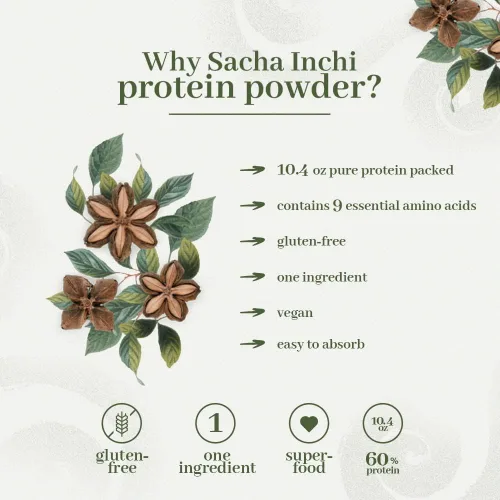 Vista 2 de ANCESTRAL Organics Proteína vegana en polvo, superalimento orgánico certificado por Sacha Inchi, 0.76 onzas de proteína a base de plantas, rico