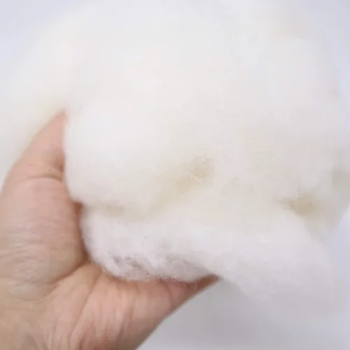Vista 2 de Ivie Fibra de bateo de algodón orgánico de lujo blanco natural para relleno (algodón peinado 2 libras)