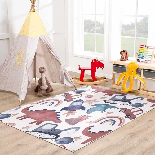 Vista 18 de Hauteloom Olwen - Alfombra lavable a máquina, para habitación de niños, guardería, sala de juegos, carretera, vehículos de construcción, color gris