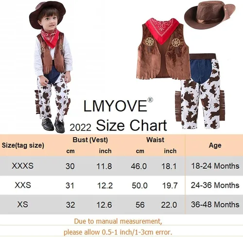 Vista 3 de LMYOVE Conjunto de disfraz de vaquero para bebé