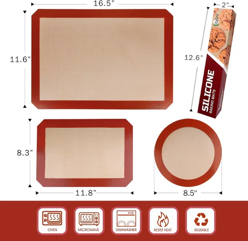 Vista 2 de STATINT - Tapete de silicona antiadherente para hornear, seguro para alimentos, paquete de 4