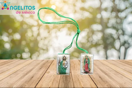 Vista 3 de Escapulario De San Judas Tadeo con la Virgen de Guadalupe Judas Apóstol con Nuestra Señora de Guadalupe, algodón, poliéster