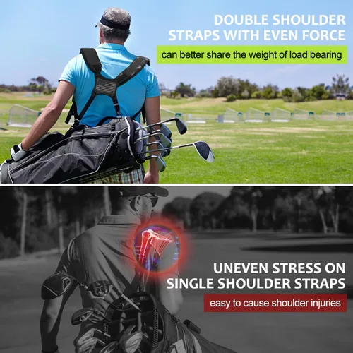 Vista 3 de Correas de repuesto para bolsa de golf, ajustables, impermeables, para bolsa de golf, correas de mochila de doble hombro, correa de transporte