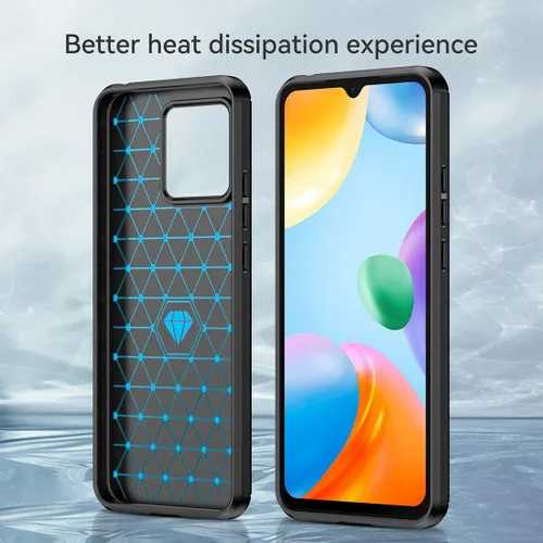 Vista 3 de Funda de teléfono para Xiaomi Redmi 10C 220333QBI Caso Fibra de carbono a prueba de golpes Escudo resistente antiarañazos TPU suave contraportada