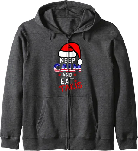 Vista 5 de Keep Calm And Eat Takis Let's Try It On This Christmas Zip Sudadera con capucha, Negro