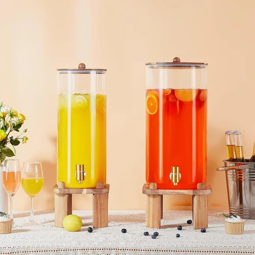 Vista 7 de Dispensador de bebidas extra grande de 3 galones para fiestas, dispensador de bebidas de vidrio con soporte, dispensador de bebidas de agua
