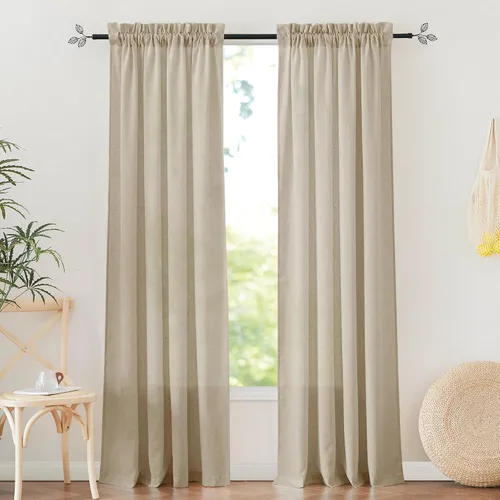 Vista 68 de RYB HOME - Cortinas de lino texturizado semitranslúcidas, privacidad media, filtro de luz, decoración de ventana para dormitorio/baño/sala de estar