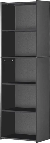 Vista 6 de Nouva Librero/estantería de 5 estantes - Moderno estuche de madera para libros, CD, películas, dormitorio y sala de estar, color negro