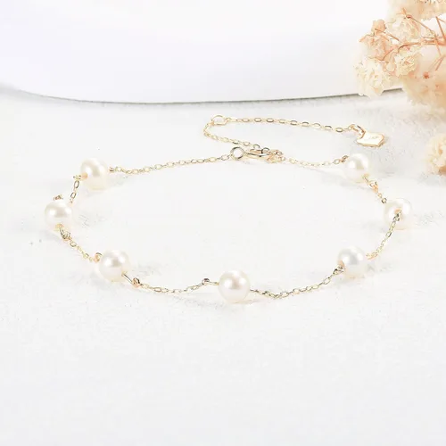 Vista 4 de Pulsera de oro de 14 quilates, abalorios de perlas, regalos de joyería para mujeres y niñas