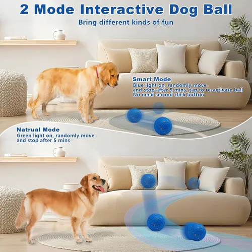 Vista 4 de Magicorange Juguetes interactivos para perros, juguetes automáticos de bolas rodantes para perros, bolas de tenis con efecto rodante para cachorros