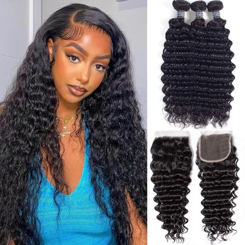 Vista 12 de Amella Extensiones de cabello brasileño de onda profunda de 14 pulgadas, 100% sin procesar, 1 paquete de cabello ondulado profundo, paquetes