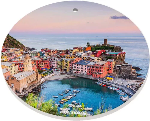 Vista 4 de Adorno de Italia, adorno de Navidad, adornos para árbol de Navidad, adecuado para el hogar, decoraciones de fiesta, pueblo de Vernazza