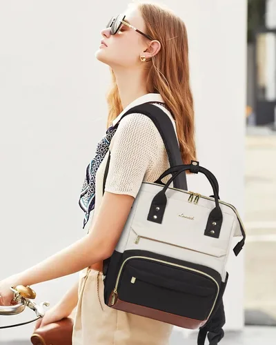 Vista 2 de LOVEVOOK Mochila de moda para mujer, Beige-negro-marrón, Elegante