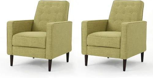 Vista 17 de GDFStudio Macedonia - Sillón reclinable de tela con respaldo copetudo, moderno Pizarra / Espresso oscuro