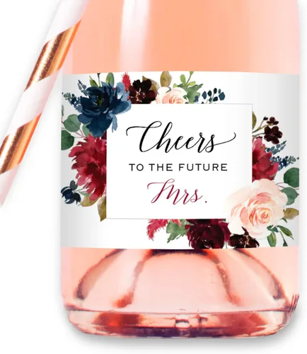 Vista 10 de Felicidades a la futura Sra. - Mini etiquetas para botellas de champán de despedida de soltera, etiquetas impermeables para botellas de vino mini