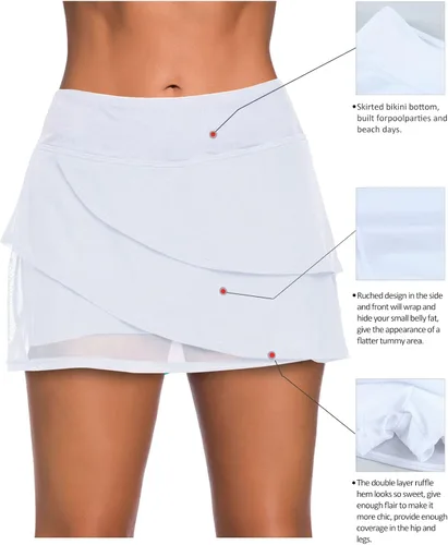 Vista 5 de Herseas Falda de natación sólida para mujer con control de abdomen, parte inferior tankini S-2XL