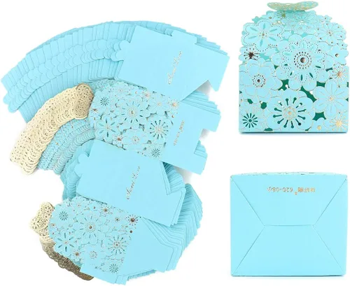 Vista 8 de Kslong Juego de 50 unidades por juego de cajas de regalo de galletas, recuerdos románticos de boda, bonita caja de chocolate para bodas, suministros