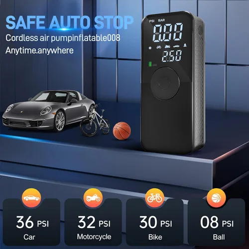 Vista 3 de Inflador de neumáticos, compresor de aire portátil, bomba de aire automática para neumáticos de automóvil, compresor de aire portátil de 150 PSI