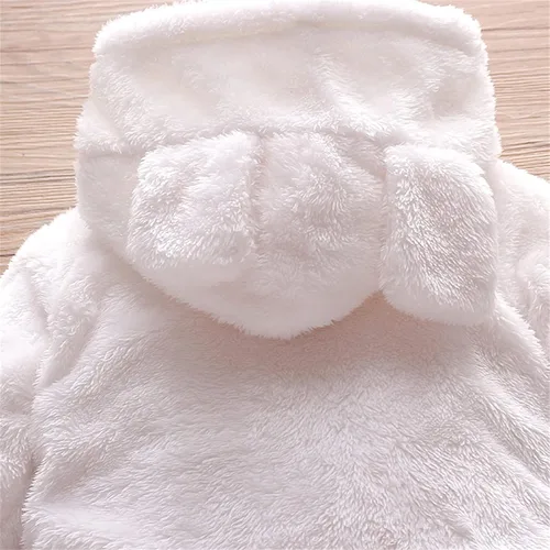 Vista 2 de Mameluco unisex de forro polar para bebé con capucha y pies para invierno para exteriores 0-18 meses
