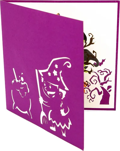 Vista 7 de PopLife Tarjeta desplegable 3D de caldero de Halloween, recuerdo de fiesta de truco o trato, caldero de bruja espeluznante y calabazas, sorpresa