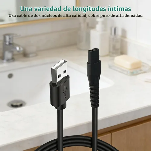Vista 5 de Cable de carga USB compatible con el cable de afeitar Skull Pitbull Silver Razor