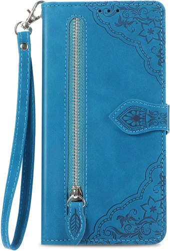 Vista 2 de Funda de teléfono tipo cartera para Redmi Note 12s, diseño de cremallera de hojas de alta capacidad con múltiples tarjetas, simple y versátil