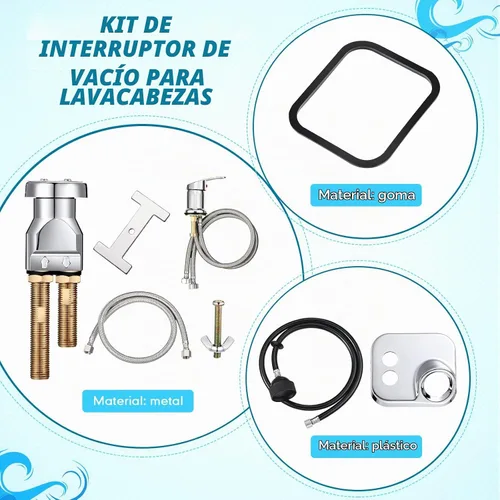 Vista 3 de Kit de interruptor de vacío para tazón de champú, repuesto de piezas para fregadero de salón (8 piezas)