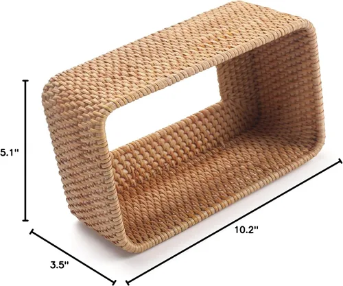 Vista 9 de Funda rectangular para caja de pañuelos de ratán, soporte rectangular de mimbre para pañuelos faciales, para baño, cocina, sala de estar, dormitorio