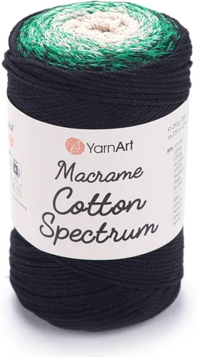 Vista 7 de YarnArt Macramé de Algodón Spectrum – Cuerda Multicolor 80% Algodón – 8.8 oz (250g), 246 yardas (225m) – Cuerda Colorida para Nudos, Tejido 512.2 in