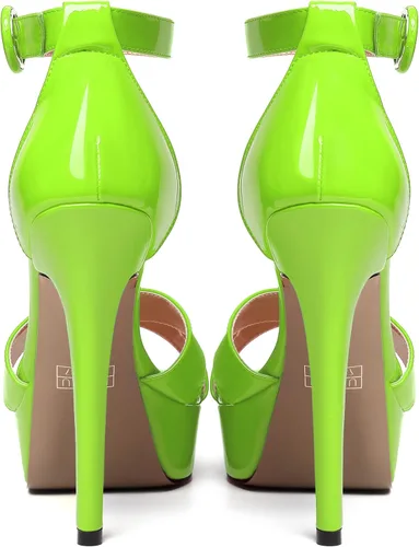 Vista 116 de MODENCOCO Sandalias de boda con correa de tobillo sexy para mujer, con plataforma y puntera abierta, tacón de aguja y tacón alto, zapatos de vestir