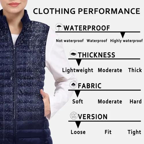 Vista 9 de ELFJOY Chaleco largo acolchado para mujer, chaleco de plumón largo ultraligero con cuello alto, chalecos negros para mujer, ropa de abrigo